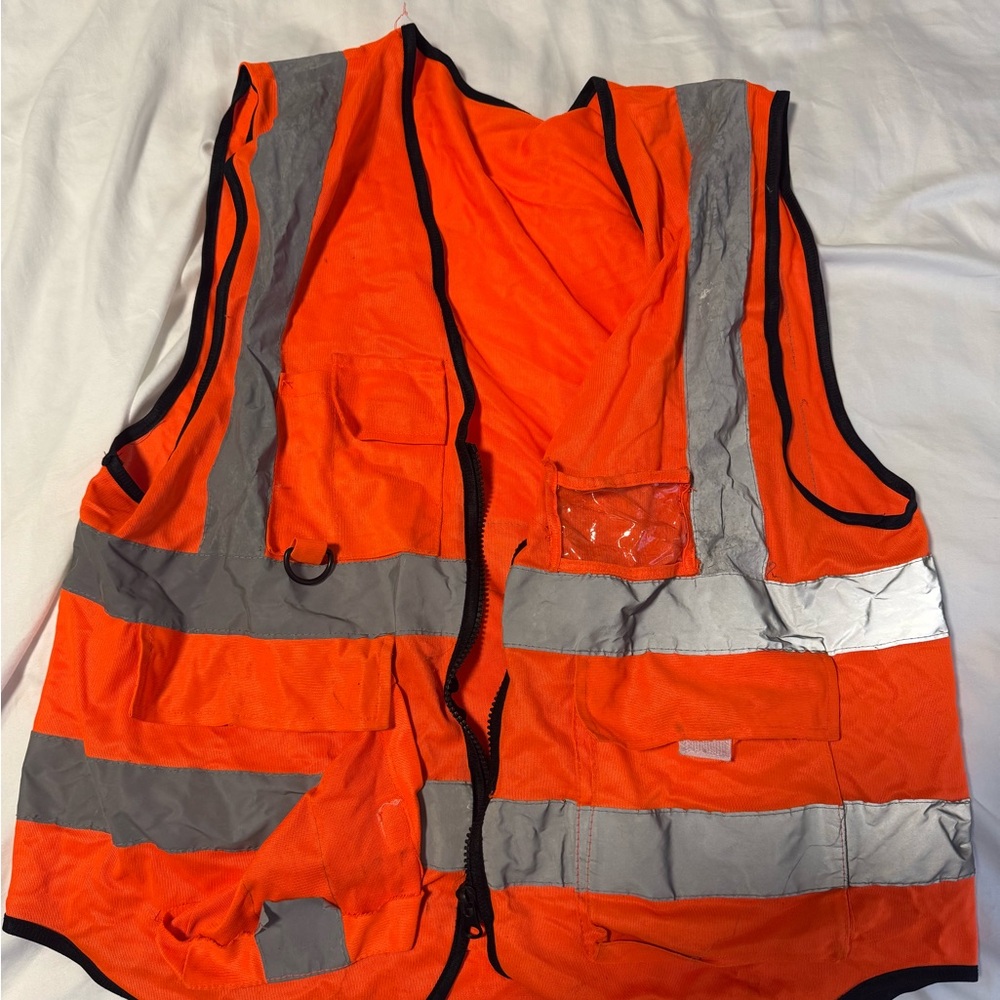 Orange Safety Vest with Reflective Stripes